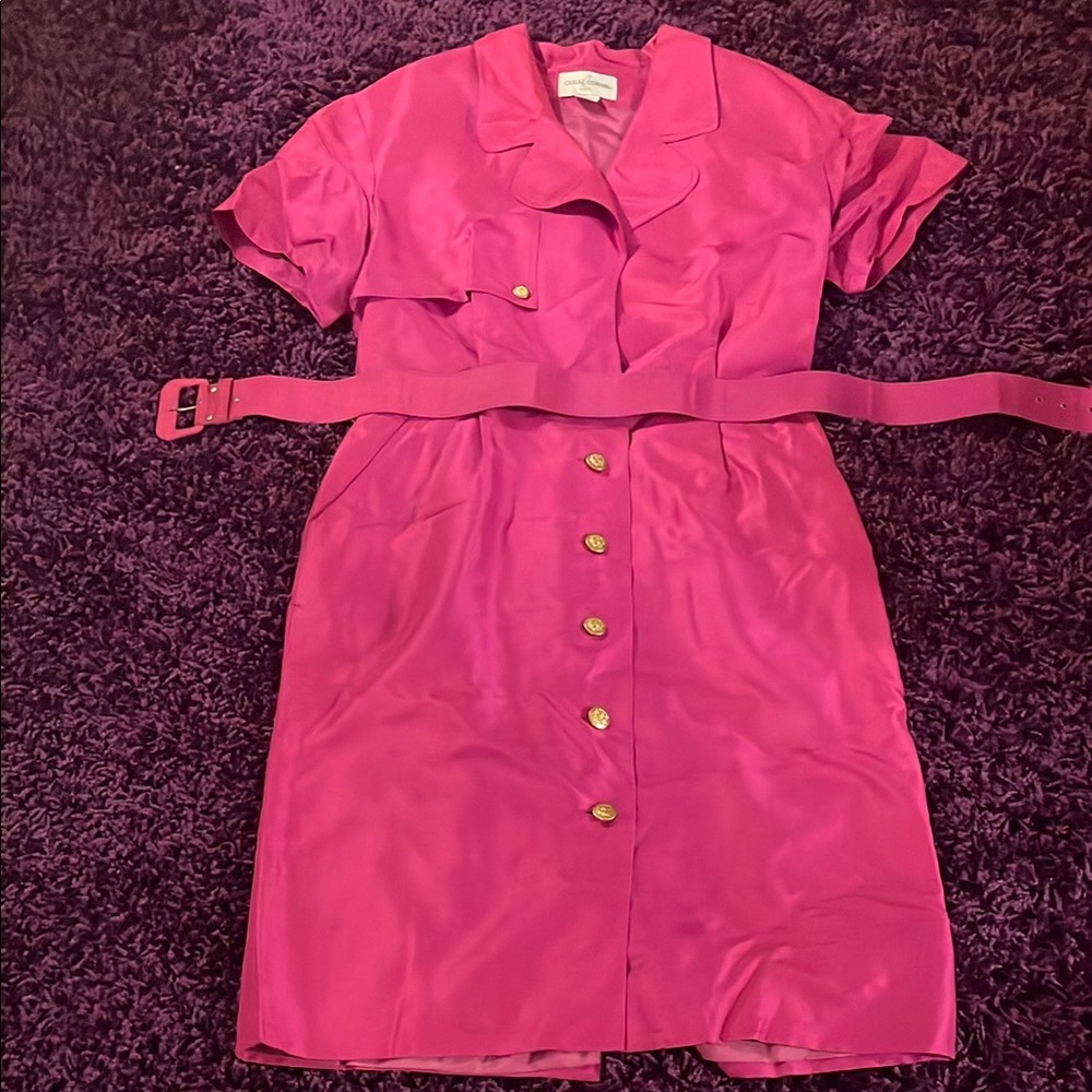 Casual Corner Vintage Pink Short Sleeve Shirt Dress